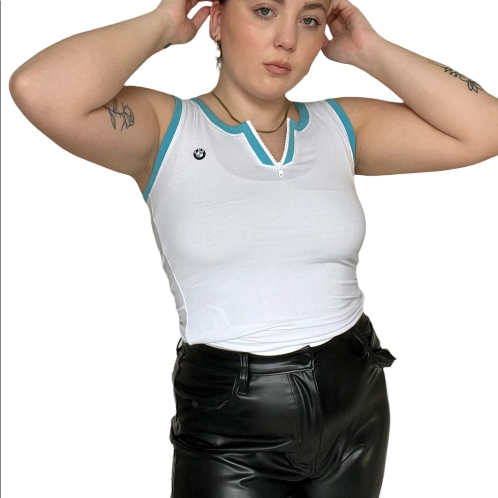 BMW branded sports tank top with zipper